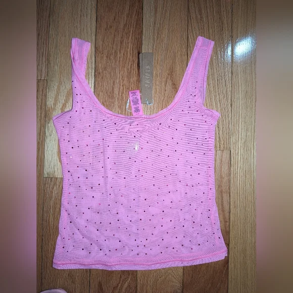 NWT SKIMS MESH RHINESTONE COVER UP 2 PIECE SET IN TAFFY - Picture 5 of 6